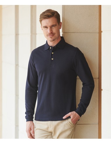 HEN-H105-Long Sleeved Cotton Piqué Polo Shirt
